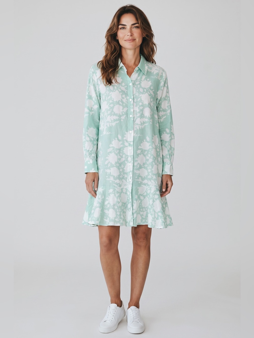 Livro Floral Cotton Dress // Mint Green // Large